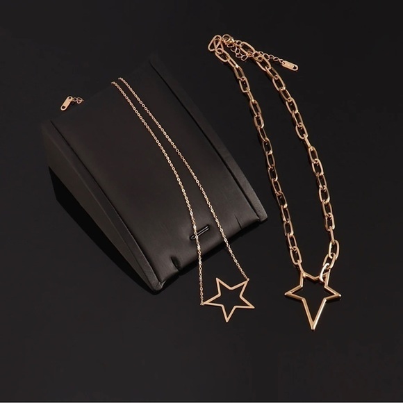 NEW 18K White Gold/Rhodium Plated Chunky Chain Necklace Irregular Star Pendant - Picture 6 of 6